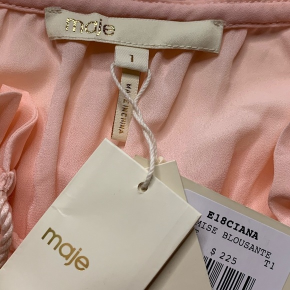 MAJE Romantic Shakespeare tassel blouse soft blush pink long sleeve new small - Picture 5 of 6